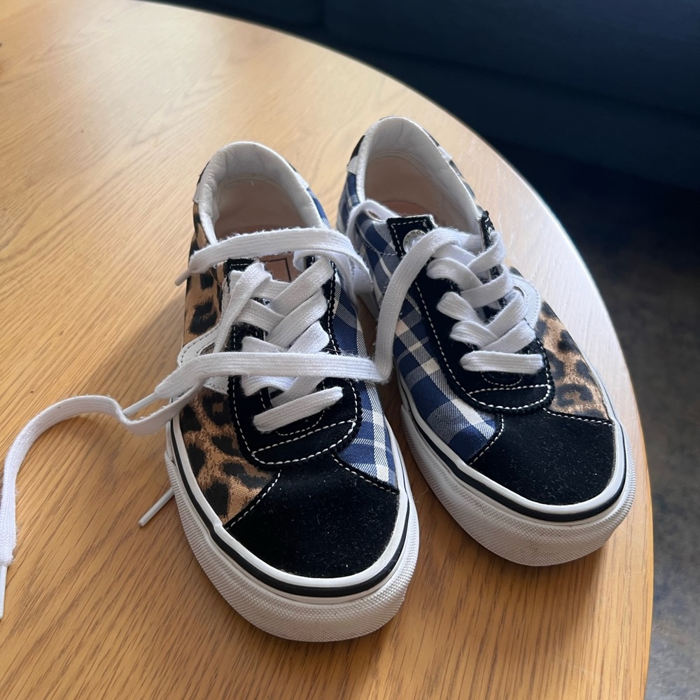 Sandy Liang Vans Leopard Blue Plaid